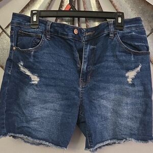 No Boundaries Dark Blue Distressed Denim Jean Shorts